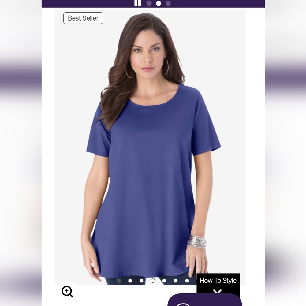 Roaman's Short-Sleeve Scoop Neck Tunic - Royal Blue 14/16
